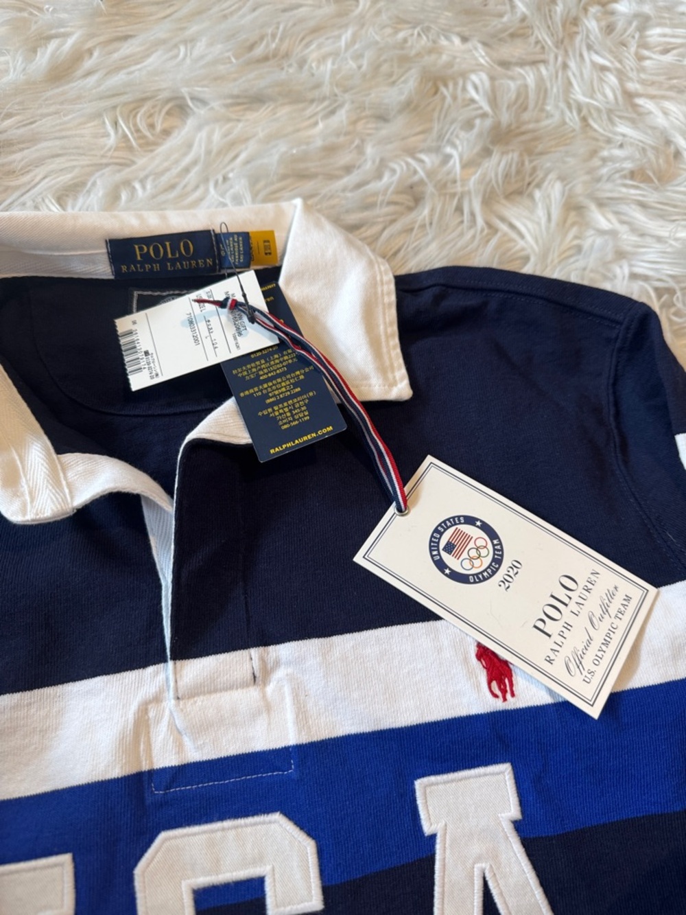Team USA Polo Ralph Lauren 2020 Summer Olympics Rugby Long Sleeve Polo Navy L - Picture 6 of 6